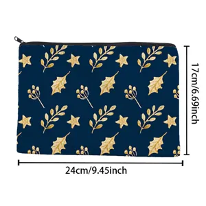 Weihnachten Reißverschluss Kosmetiktasche mit goldenem Stern und Blatt Druck, Make-up Tasche.