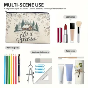 Detailed view of cotton canvas makeup bag showcasing multi-scene storage capacity.