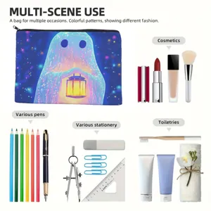 Canvas zipper pouch multi-function cosmetic bag pencil case for travel stationery storage