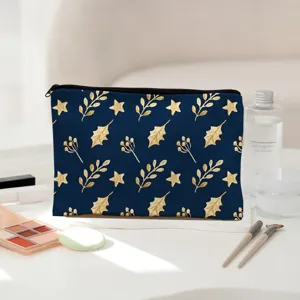 Weihnachts-Stil dunkelblaue Kosmetiktasche mit goldenem Sternen-Print Reißverschluss-Etui.