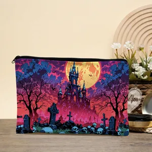 Gothische Halloween geprinte cosmetische tas, handige make-up tas voor onderweg.