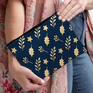 Weihnachten Golddruck Reißverschluss Kosmetiktasche, stilvolle Make-up-Tasche für den Alltag.