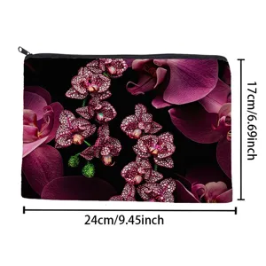 Astuccio cosmetico con stampa floreale borsa portaoggetti con cerniera per donna