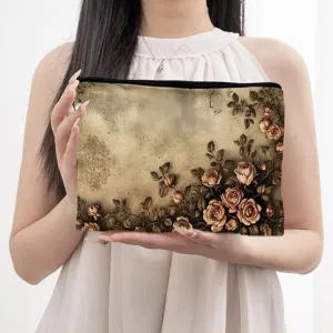 Borsa per Trucco in Tela Marsupio Cosmetico Portatile Astuccio Borsa di Stoccaggio da Viaggio Multifunzionale con Cerniera