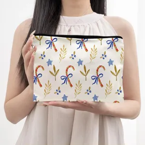 Weihnachten Kosmetiktasche mit Reißverschluss und süßem Zuckerstangen Druck für Make-up