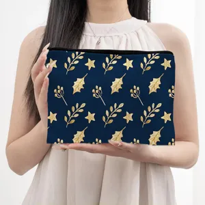 Weihnachten Gold Glitzer Stern Blatt Druck Reißverschluss Kosmetiktasche Make-up Etui