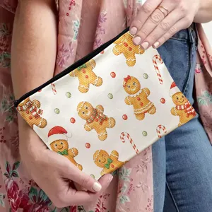 Weihnachten Lebkuchenmann Muster Kosmetiktasche, tragbare Make-up Tasche für reise damen.