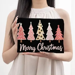 Large Capacity Christmas Tree Cosmetic Bag Holiday Makeup Pouch Portable Travel Toiletry Storage Bag