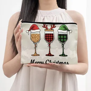 Weihnachten Leinen Kosmetiktasche Tragbare Reise Make-up Tasche Urlaubsgeschenk Aufbewahrung Organizer Tasche Für Damen Täglichen Gebrauch