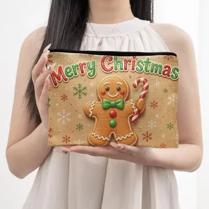 Weihnachten Lebkuchenmann Make-up-Tasche Reise Kosmetiktasche Aufbewahrungstasche Geschenk