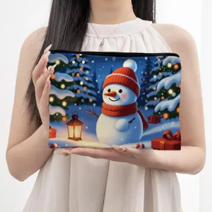 Christmas snowman cosmetic bag zipper makeup pouch travel toiletry storage organizer