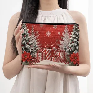 Weihnachtliches Make-up-Etui Reise Kosmetiktasche festlicher roter Organizer fur Damen