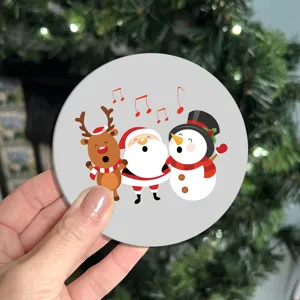 Round Christmas silicone car cup coaster, anti-slip heat insulation drink mat detail.