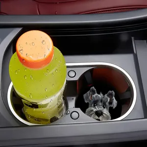 Cute Schnauzer car cup holder coaster non-slip rubber mat auto interior accessories decor