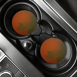 Car cup coasters non-slip absorbent mats 2pcs round automotive interior accessories