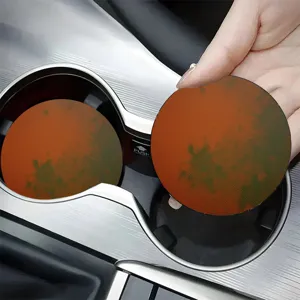 Car cup holder coaster, abstract camouflage pattern, non-slip absorbent silicone insert.