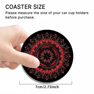 Anti-slip car cup holder coaster featuring a stylish red and black mandala pattern, 7cm.