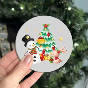 Detailed view of the Christmas theme non-slip silicone cup coaster, festive design.