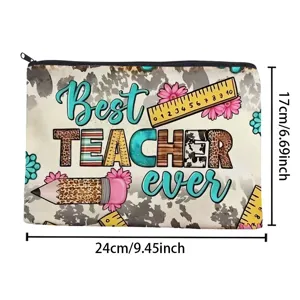 Teacher theme cosmetic bag portable travel wash bag student appreciation stationery zipper pouch