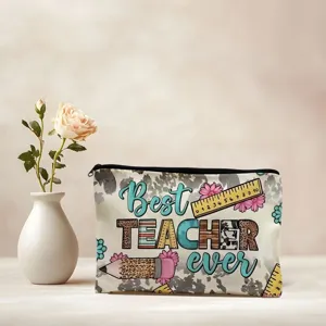 Teacher theme makeup pouch portable travel toiletry bag graduation gift pencil case