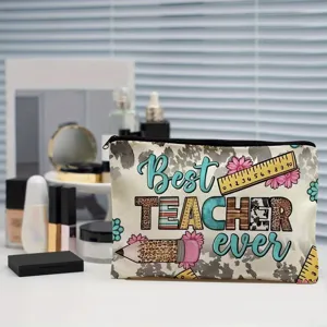 Teacher cosmetic bag travel makeup pouch graduation gift zipper pencil bag portable storage