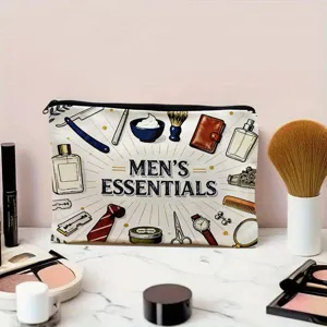Trousse de toilette voyage en toile fermeture éclair design rétro barbier essentiels hommes