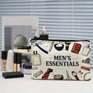 Trousse de toilette en toile pour hommes fermeture éclair voyage maquillage sac rangement.