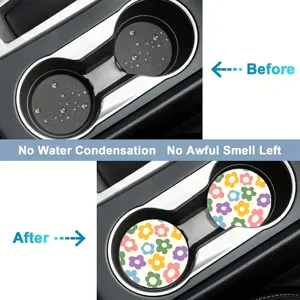 Sottobicchiere per portabicchieri auto in silicone impermeabile motivo floreale