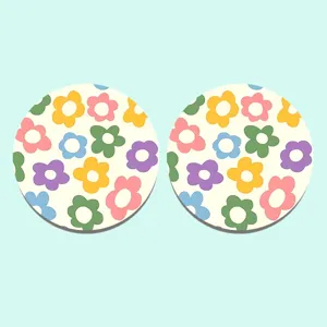 Carino sottobicchiere rotondo in silicone con fiori, tappetino antiscivolo isolante per tavolo.