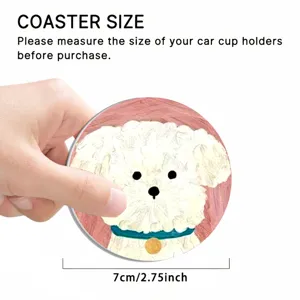 Sottobicchiere per auto in silicone rotondo con simpatico cagnolino, antiscivolo 7cm.
