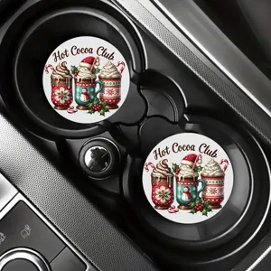 Round silicone car cup coaster Christmas hot cocoa cute drink holder insert pad