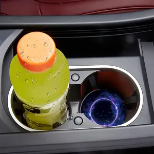 LED car cup holder coaster waterproof anti-slip mat vehicle interior ambient light accessory.