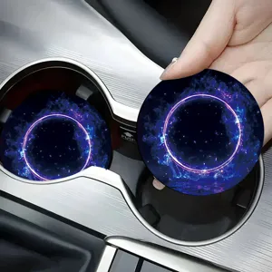 Silicone car coaster for cup holder, anti-slip waterproof round protective mat details.