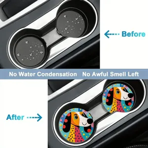 Silicone car cup holder coaster cute dog pattern anti-slip waterproof detail view display