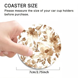 Retro floral car coaster 7cm heat resistant silicone cup mat for automotive cup holders