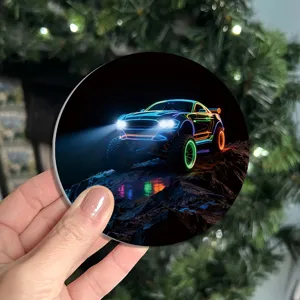 Racing car theme round placemat non-slip heat-resistant table mat for kitchen dining decor
