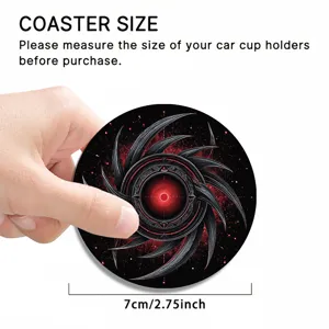 Black red car coaster anti-slip cup holder insert mat fantasy eye graphic diameter 7cm