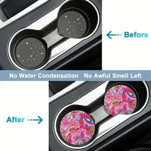 Silicone car cup coaster anti-slip heat-resistant paisley pattern colorful drink mat