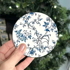 Sous-verre rond en silicone motif floral vintage tapis antidérapant pour tasse de café