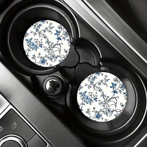 Lot de sous-verres de voiture en silicone à motif floral rétro, antidérapant pour auto.