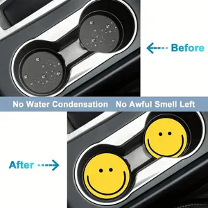 Sottobicchiere per auto in silicone rotondo tappetino antiscivolo con viso sorridente