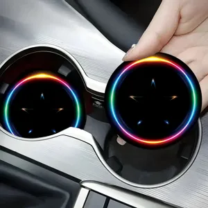 LED car cup coaster glowing cup holder mat anti-slip silicone interior decorative mat