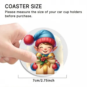 Christmas elf car cup coaster 7cm absorbent ceramic drink coaster for auto cup holder.
