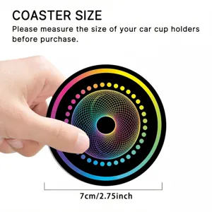 Detailed view of the colorful geometric silicone car cup coaster, showing texture and size.