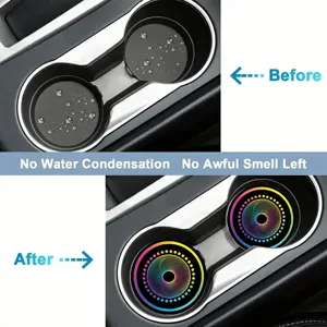 Car silicone cup holder coaster anti-slip mat detail view showing waterproof and clean design.