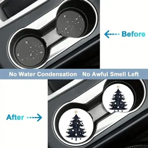 Christmas tree car cup holder coaster anti-slip auto water bottle insert mat 2pcs