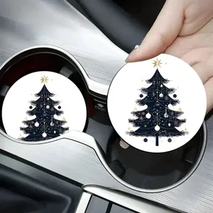 Car cup coaster anti-slip mat interior decoration Christmas tree pattern stylish design holder pad