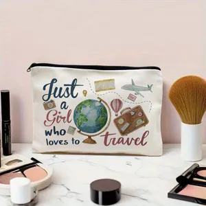 Trousse de maquillage de voyage en toile, pochette cosmétique portable avec imprimé mignon.