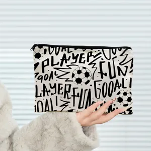 Trousse de toilette en toile avec imprimé graffiti de football, pochette de maquillage chic.