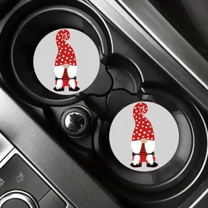 Cute cartoon printed car cup holder coaster, anti-slip anti-vibration interior accessory.